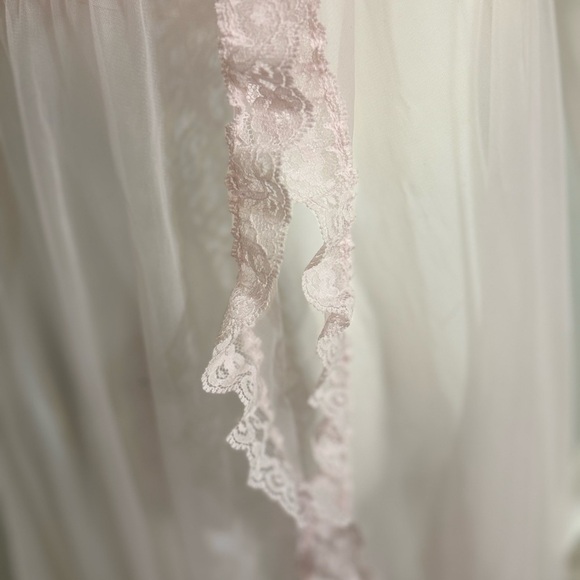 Vintage Tosca Lingerie Sheer Pink Lace Peignoir – Size Small - Picture 9 of 16